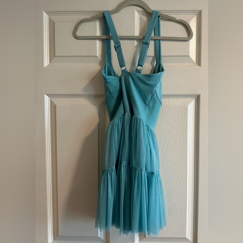 POPFLEX Aqua Blue Dance Dress with Tulle Skirt - Picture 6 of 7